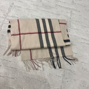 Burberry Beige and Red Checkered Scarf